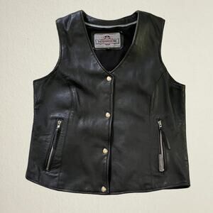 Milwaukee black studded leather vest, women's XL, bikercore motorcycle punk